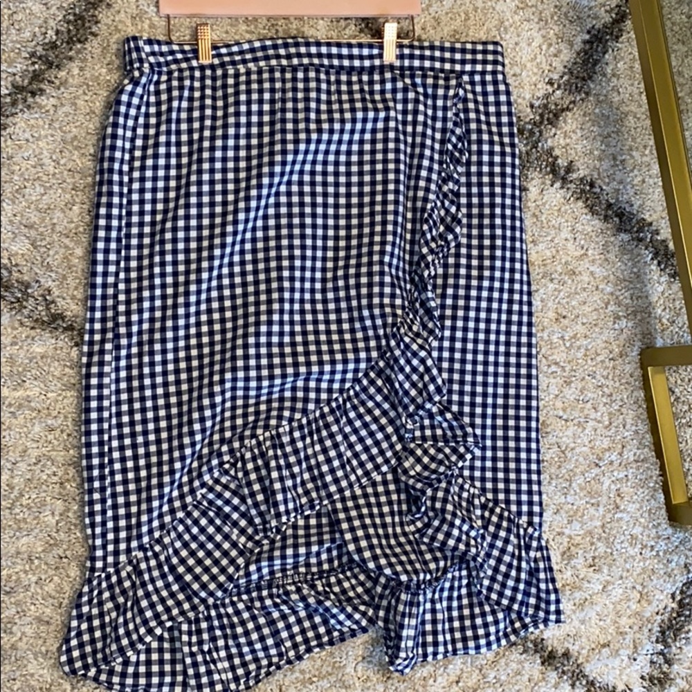 Checker Blue Ruffle Skirt